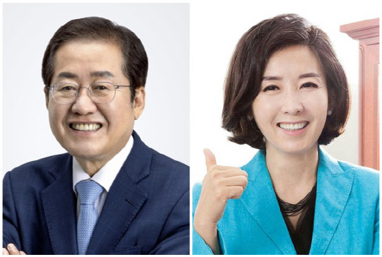 홍준표 대구시장(왼쪽)과 나경원 저출산고령사회위원회 부위원장. <홍준표 측 제공, 나경원 SNS>